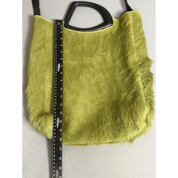 Dries Van Noten Haircalf Tote Chartreuse Green Leather Handle Rare Made Italy - Picture 4 of 17